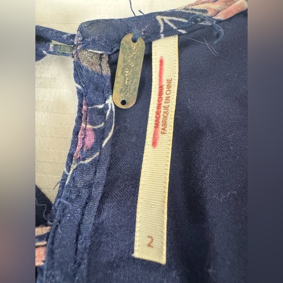 Free People Womens Indie Boho Navy Fairy Floral Trapeze 2 Dress Romantic Grunge - Picture 16 of 17